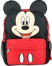 Mickey Mouse Ears Face Square 12&quot; inches backpack Red- Black -Disney Lic... - $15.71