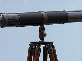 NauticalMart Admirals Floor Standing Oil Rubbed Bronze with Leather Telescope 60 image 4