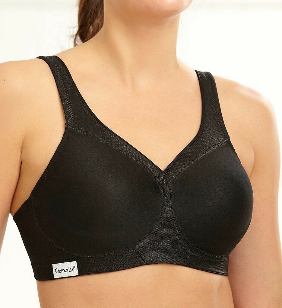 GLAMORISE Black The Ultimate Full Figure Sports Bra, US 50DD, UK 50DD