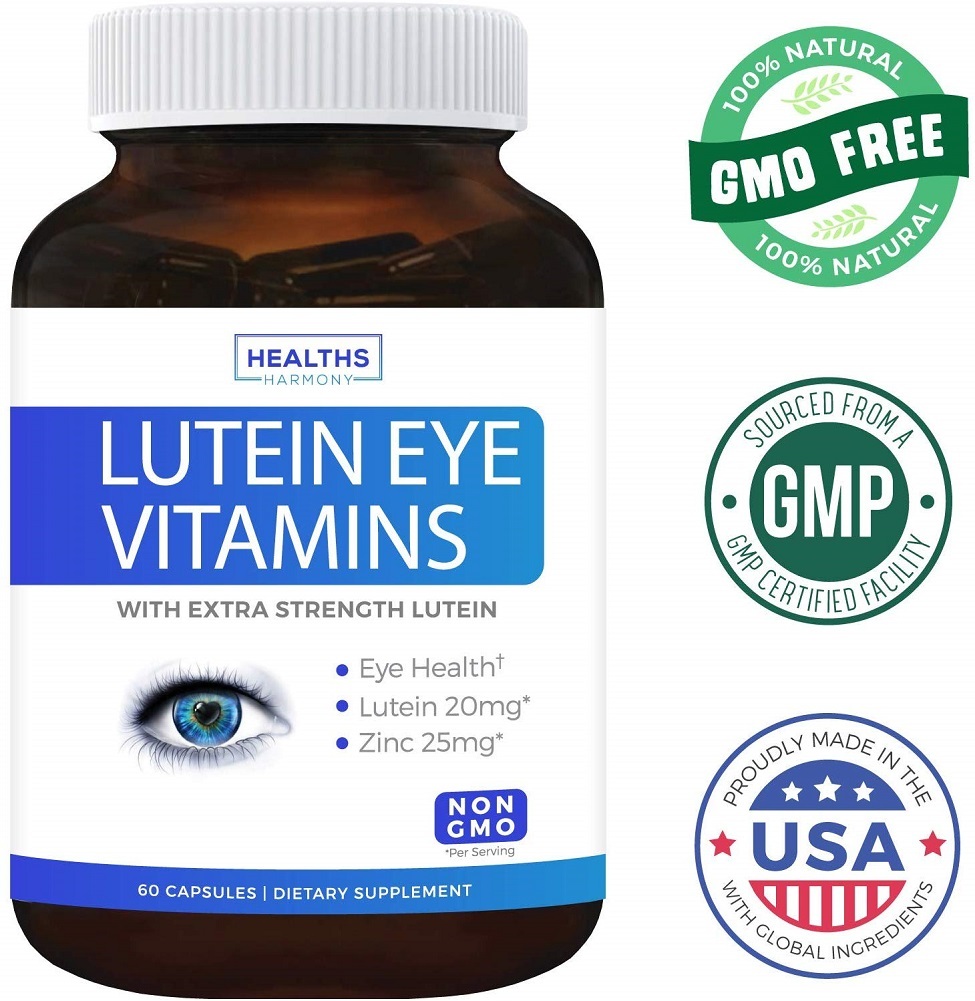 Lutein Eye Vitamins (NonGMO) Vision Support Supplement for Dry Eyes