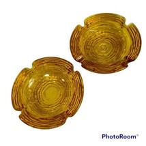 2 Anchor Hocking Soreno Ashtray Honey Gold Glass 4 1/4 Inch Bark Pattern MCM - $24.99