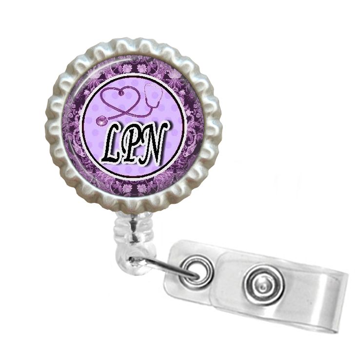 Purple LPN Licensed Practical Nurse Retractable Reel ID Badge Holder