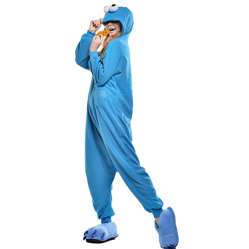 Adults' Kigurumi Pajamas Monster Cookie Anime Blue Cosplay Animal Sleepwear