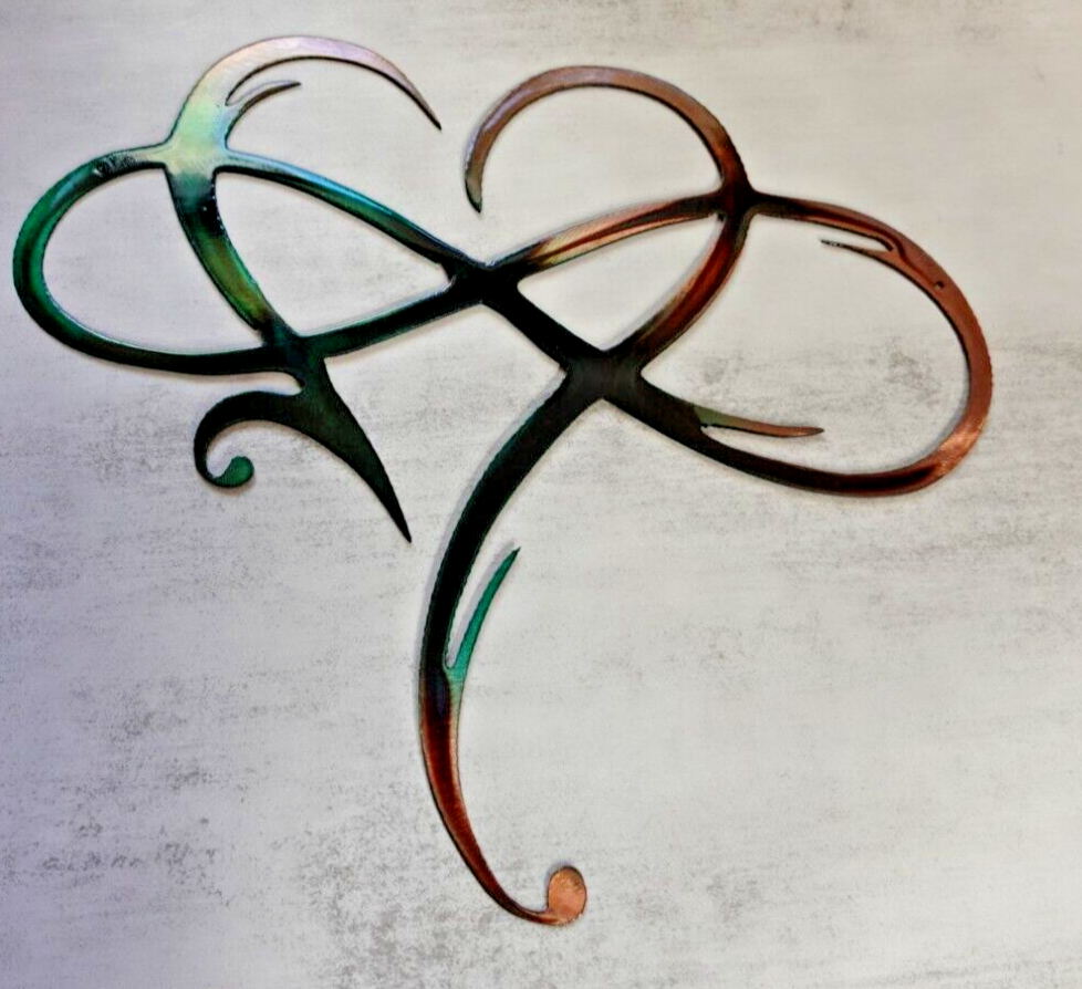 Primary image for Infinity Heart - Metal Wall Art - Copper 10 3/4" x 12 1/4" Green Tinged