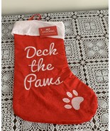 Brand New Dog PET Christmas Stocking Deck The Paws Design 14 Inch Red Wh... - $11.99