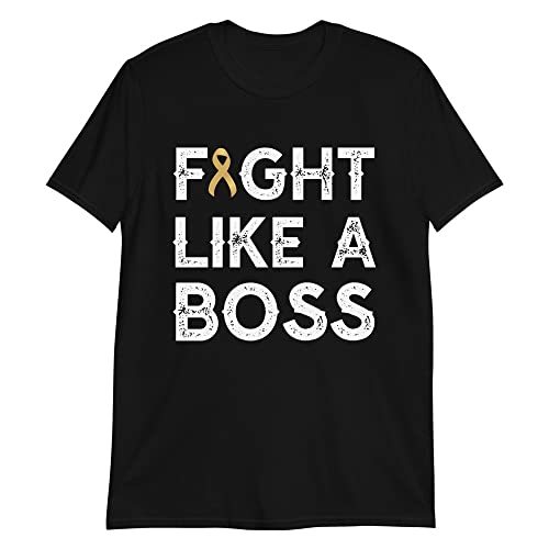 Fight Like a Boss Childhood Cancer Awareness Gold Ribbon T-Shirt