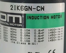 NEW ORIENTAL MOTOR 21K6GN-CW INDUCTION MOTOR W/ 2GN180K GEAR HEAD image 4