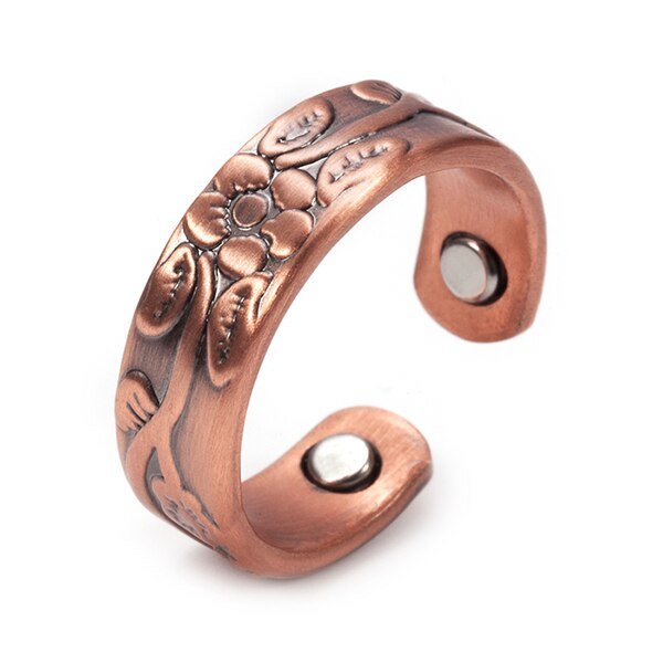 Magnetic Pure Copper Rings Women 6mm Vintage Open Cuff Adjustable Ring Men Magne