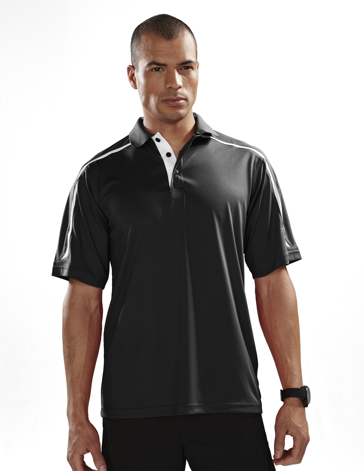 Image of Tri-Mountain Titan 174 Knit Polo Shirt - Black / White
