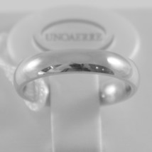 18K White Gold Wedding Band Unoaerre Comfort Ring Marriage 4 Mm, Made In Italy - $782.10