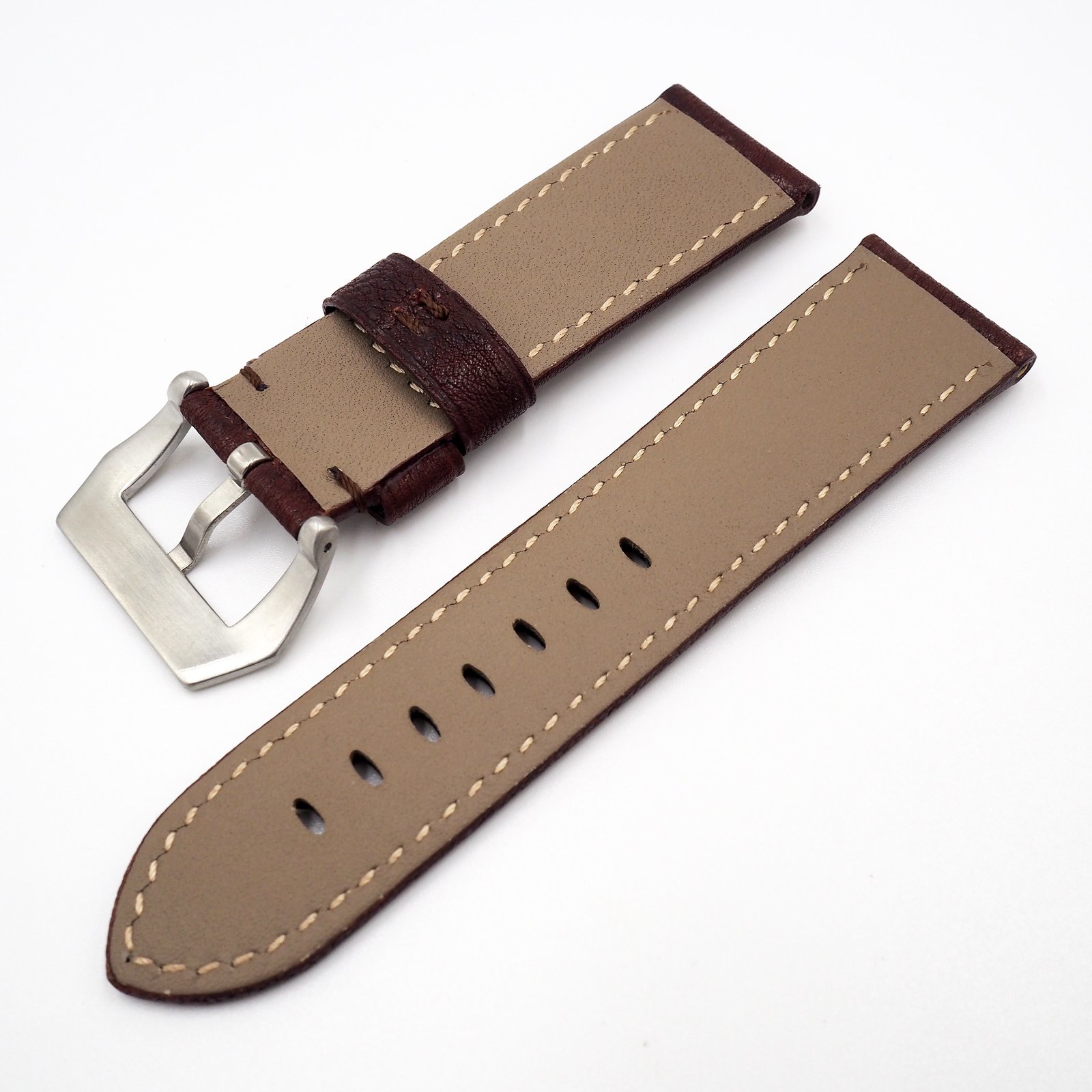 24mm Red Calf Leather Watch Strap w/ Buckle For Panerai - Watch Bands