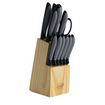 Gibson Home Dorain 14 Piece Stainless Steel Cutlery Set in Black with Wood Block - $64.86