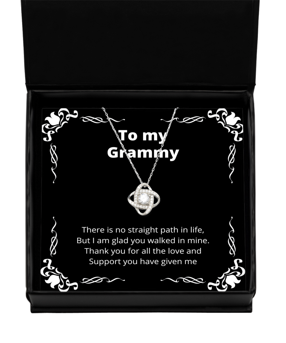 To my Grammy, No straight path in life - Love Knot Silver Necklace. Model