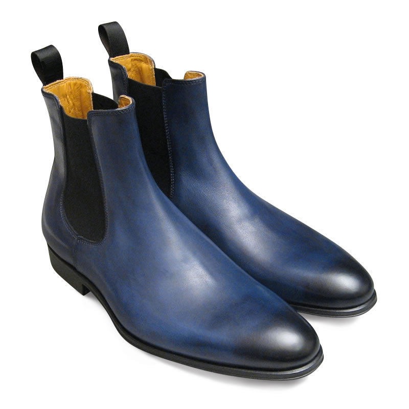 Two Tone Chelsea Jumper High Ankle Burnished Rounded Toe Genuine Leather Boots