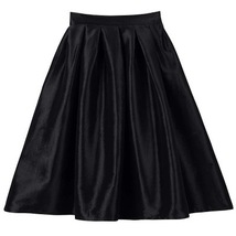 Women Pink Full Pleated Party Skirt A Line High Waist Knee Length Taffeta Skirt  image 8