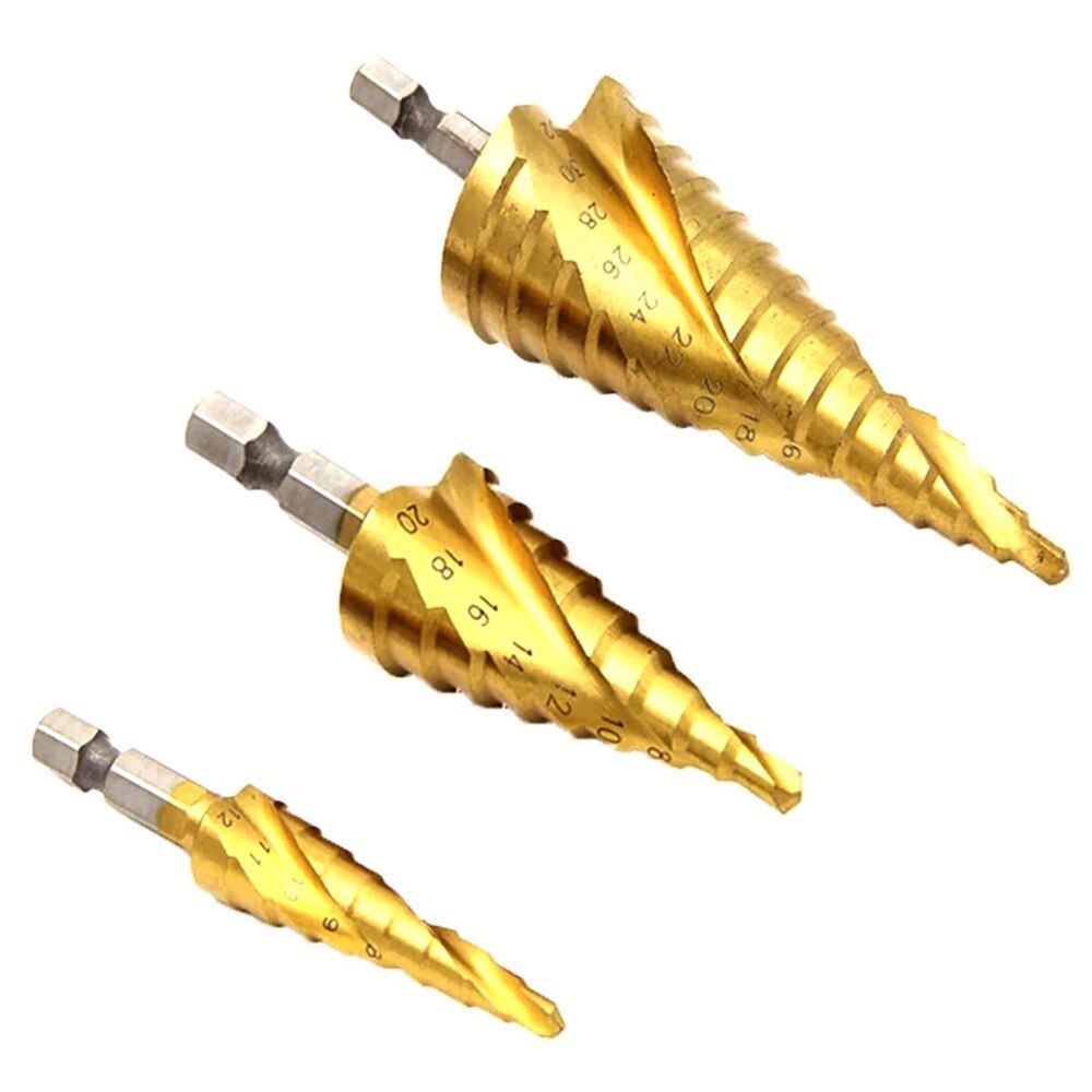 Spiral Grooved Step Drill Bit Set 4mm To 12mm20mm32mm Wood Metal Plastic Drill Drill Bits