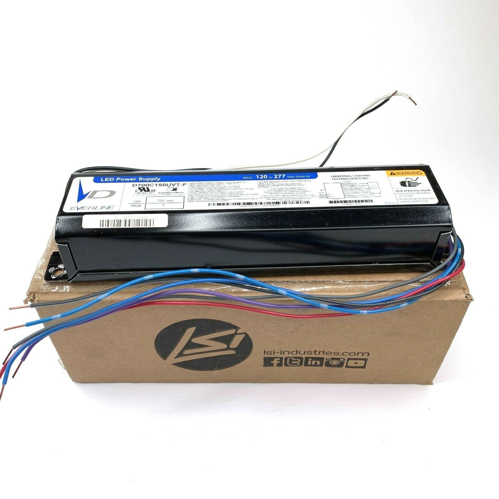 Everline LED Power Supply 120 To 277 Volts PN D700C150UVTF 700 mA