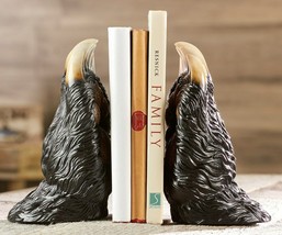  Bear Paw Bookends w Claws Brown Polyresin 7.3" h Library Books Wild Bear Gift image 1