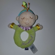 Manhattan Toy Sweet Pea Baby Plush Rattle Ring Green Stuffed Toy Lovey 2012 - $10.84