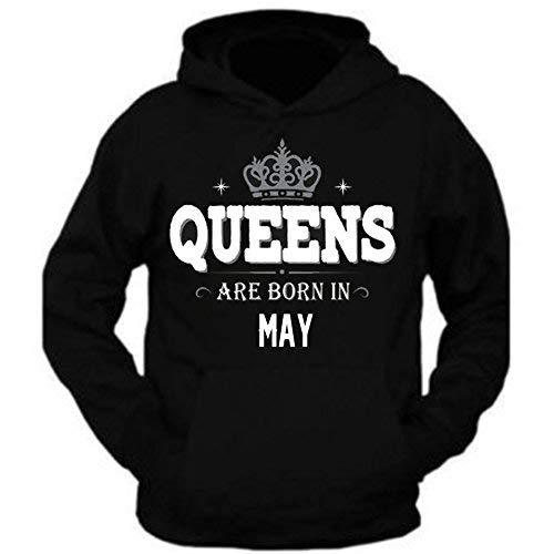 QUEENS Are Born In May Birthday Month Humor Men Black hoodie (S)