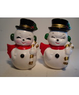 Josef originals hand painted snow men salt &amp; pepper shakers, Japan. - $20.00