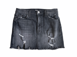 Faded Black/Gray Distressed Women Hudson Denim Mini Short Jean Skirt Sz 25 image 1