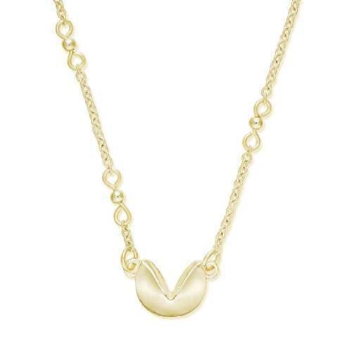 Inspired Life Women's 18 Inch Fortune Cookie Pendant Necklace, Gold Tone