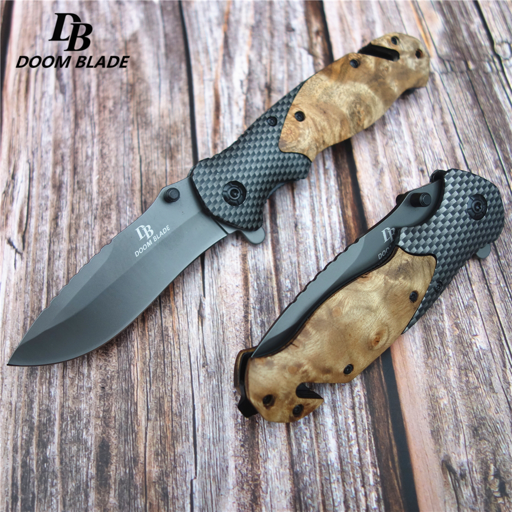 7.955-56Knives  Steel Handle Folding  Fast Open Camping Pocket   s Outdoor Surv