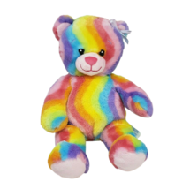 17 "construction bear, rainbow strip teddy stuffed animal 2012 pink - $32.38