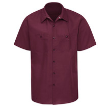 Red Kap Men's Short Sleeve Button Up Industrial Quality Burgundy Work Shirt 3XL