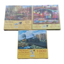 1000 Piece Jigsaw Puzzle Lot of 3 New and Sealed Quilt Cupboard Beauty & Beast - $42.08