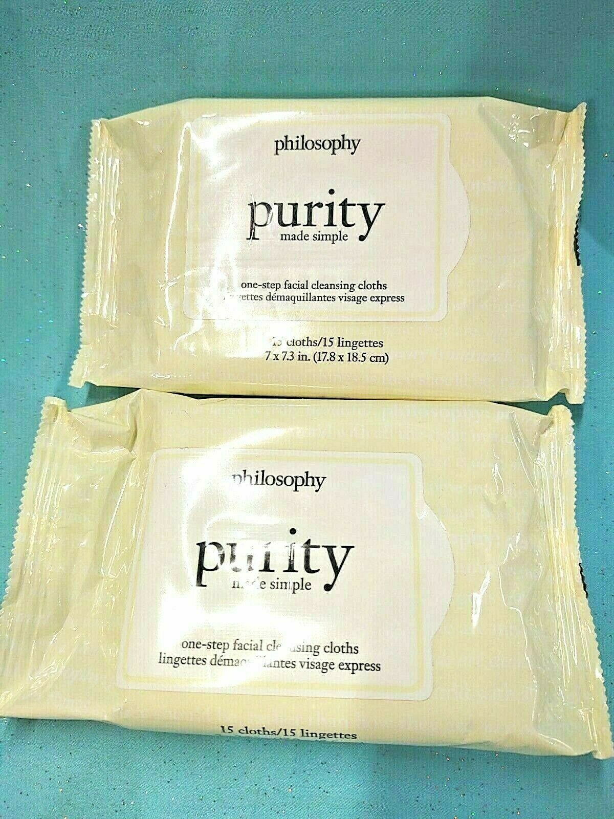 PHILOSOPHY PURITY One Step FACIAL CLEANSING CLOTHS Makeup Remover Wipes 30ct NEW