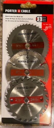 PORTER CABLE PC338MULTI 3pc 3.5" Circular Multi-Cutter Saw Blade Set Wood Metal - $8.91