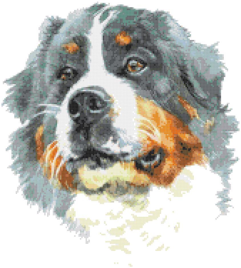Counted Cross Stitch pattern watercolor pet dog 167 * 186 stitches BN1972