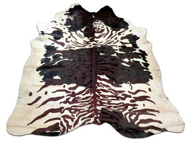 Tiger Cowhide Rug Size: 7' X 6.3' Siberian Tiger Print Cowhide skin rug G-686 - $187.11