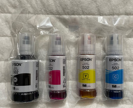 Epson 502 Black Cyan Magenta Yellow Ink Set T502120 &amp; T502520 Exp 2026 B... - $39.58