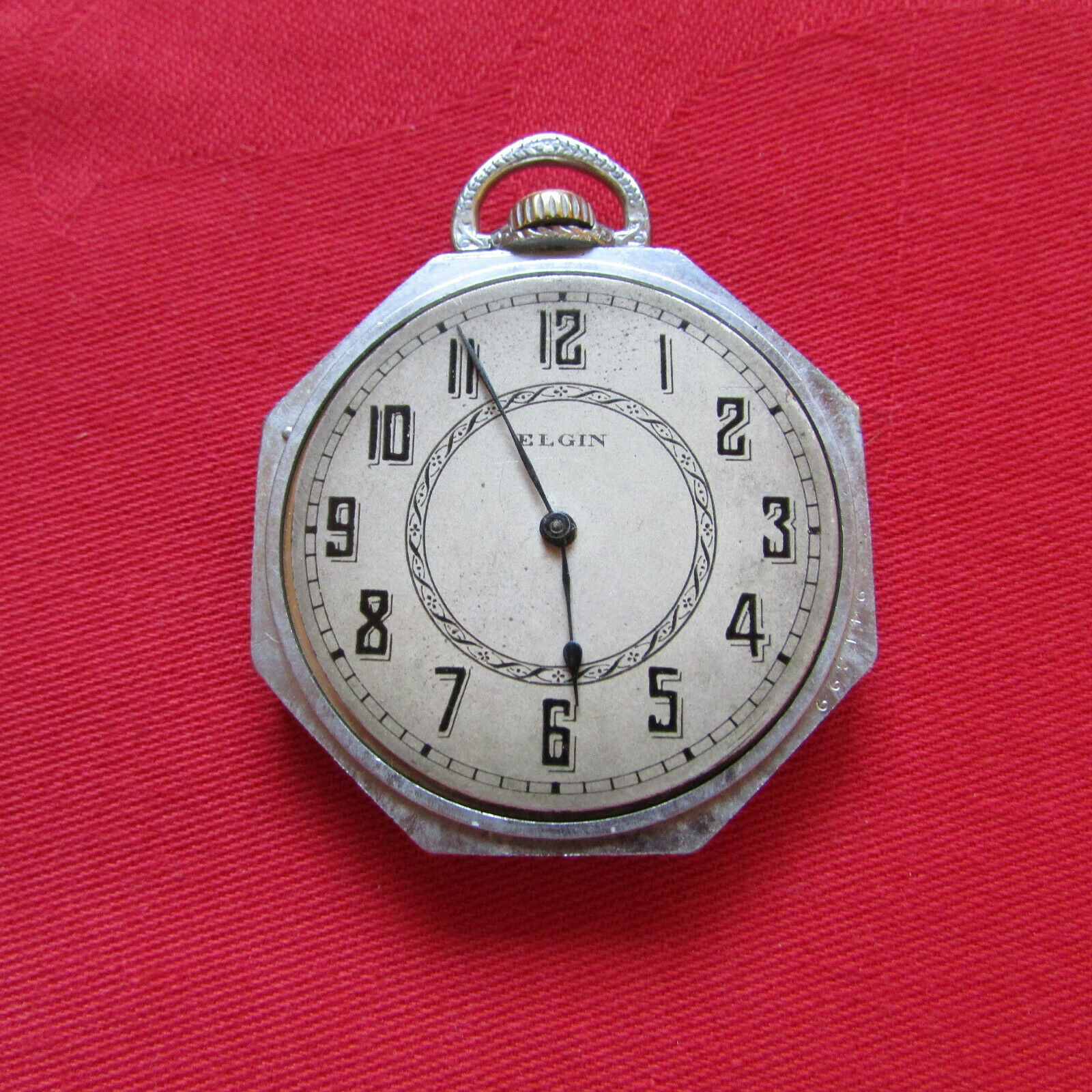 Antique 1896 Elgin 6 Size “OCTAGON” Open Face Pocket Watch. 827E