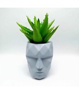 3D Edge Face Vase Silicone Mold for DIY Makeup Pen Holder Concrete Decor... - $39.43