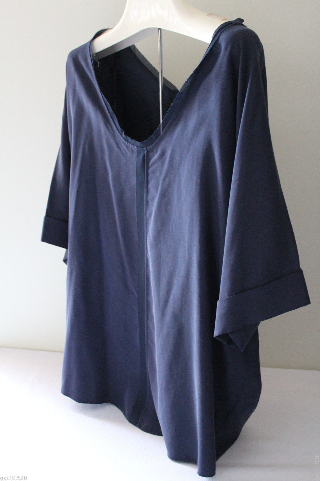 Primary image for NWT Tahari Designer Navy Yard Flynn Blouse Silky Blue Oversized Dress Top M $198