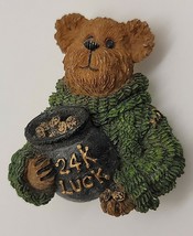 Boyds Bear 24k luck pot of gold St Patrick&#39;s Day lucky bear in green swe... - $9.41