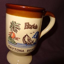 Vintage Daytona Beach Florida Ocean Palm Tree Coffee Mug 12 oz Cup Ceramic - $14.89