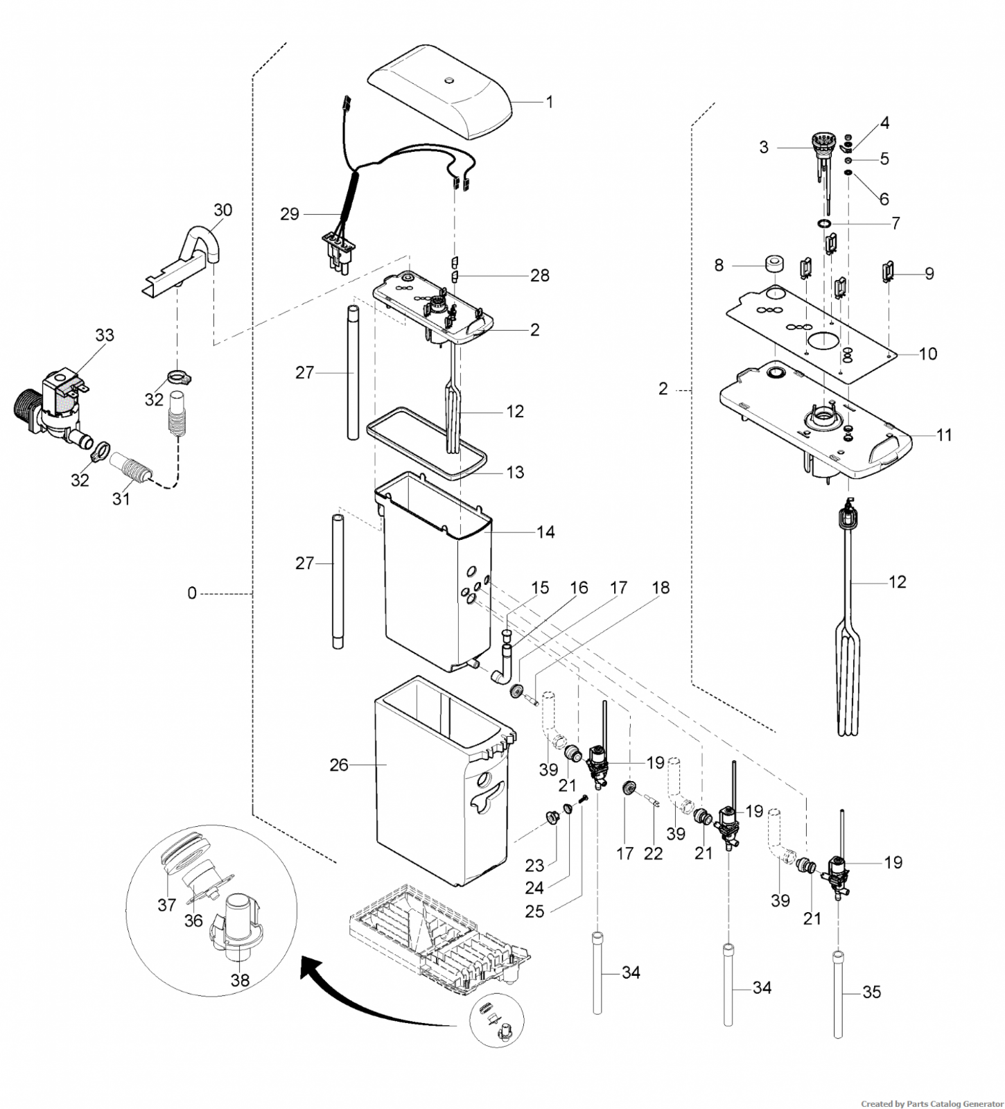 Folgers liquid Coffee machine parts C600 Boiler w/ heating element and valves Commercial Cold