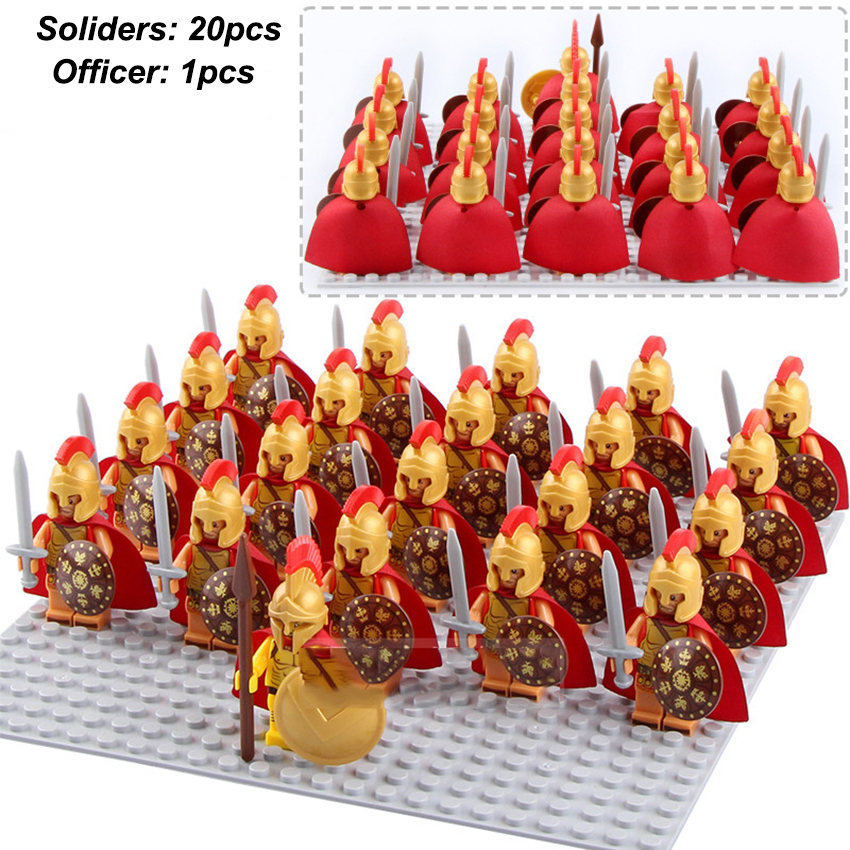 21pcs/set Sparta Warriors & Commander Army Set 21 Minifigure Blocks Toy