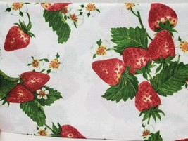 Textured Printed Fabric Tablecloth 60"x84" Oblong, Fruits,Sweet Strawberries, Bm - $24.74