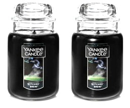 2 YANKEE CANDLE WITCHES BREW PATCHOULI BLACK-HALLOWEEN CLOVE SPICY LARGE... - $67.52
