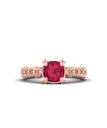Heart Prong Set Solitaire Pink Ruby Cushion Cut Engagement Ring Annivers... - $1,159.99