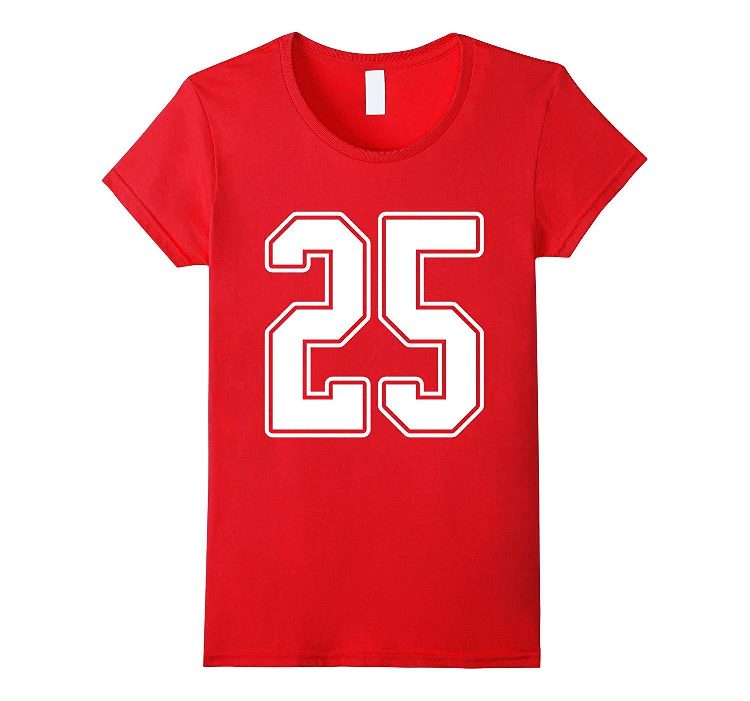 New Tee - #25 White Outline Number 25 Sports Fan Jersey ...