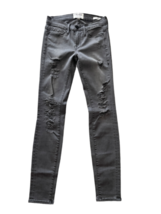 Frame Denim Jeans Women Le Skinny Sz 24 USA Made Gray Graphite Destroyed Stretch image 1