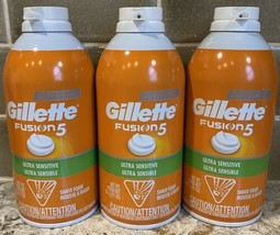3 Cans Gillette Fusion 5 Fusion5 Shave Foam Cream Ultra Sensitive 11 OZ NEW - $27.57