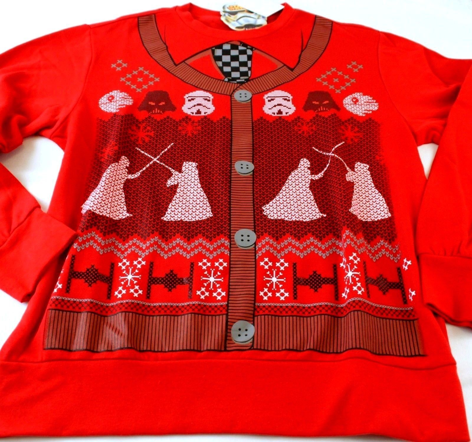 Primary image for Star Wars Mens Sweatshirt Red Small Christmas Fleece Pullover Ugly Sweater